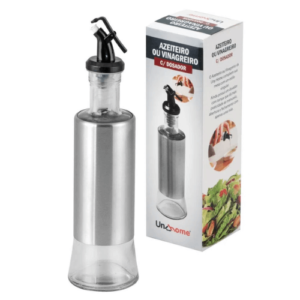 Porta azeite, vinagre com dosador 300ml / Inox & Vidro